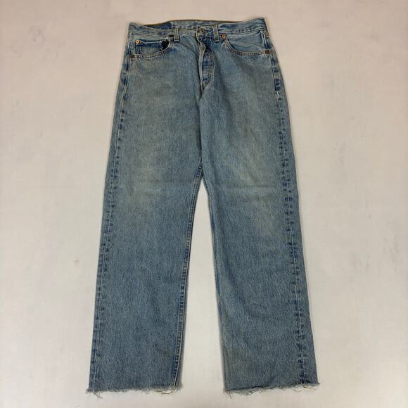 Vintage 90s Levi's 501 Straight Leg Jeans 31x29 Made in USA Raw Hem